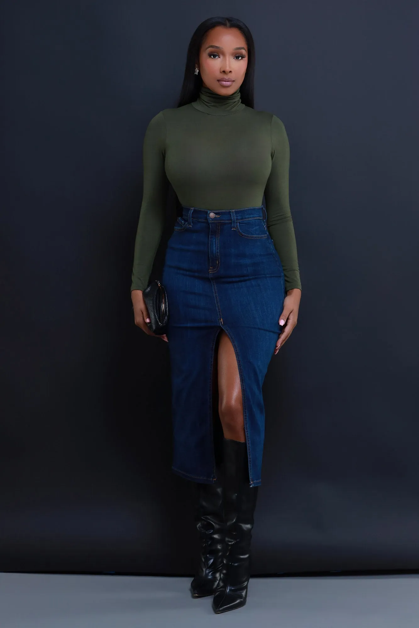 Maneater Turtleneck Bodysuit - Olive