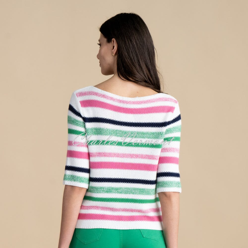 Marble Striped Sweater - Style 6558-194 (White / Pink / Green / Navy)