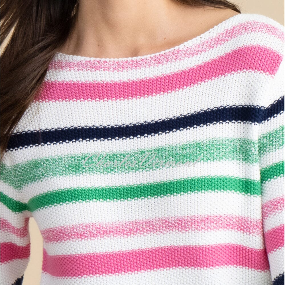 Marble Striped Sweater - Style 6558-194 (White / Pink / Green / Navy)