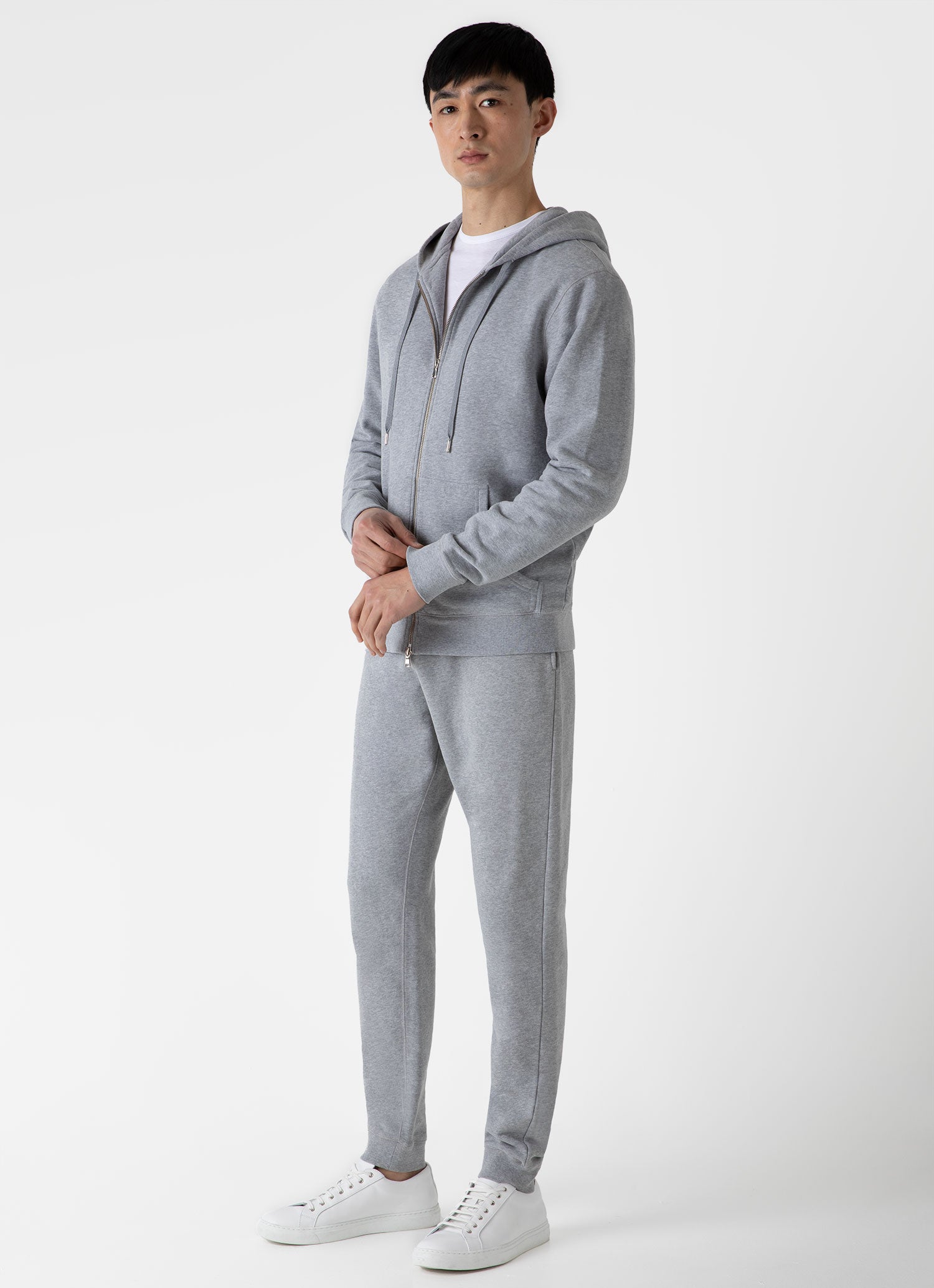 Men's Loopback Zip Hoodie in Grey Melange