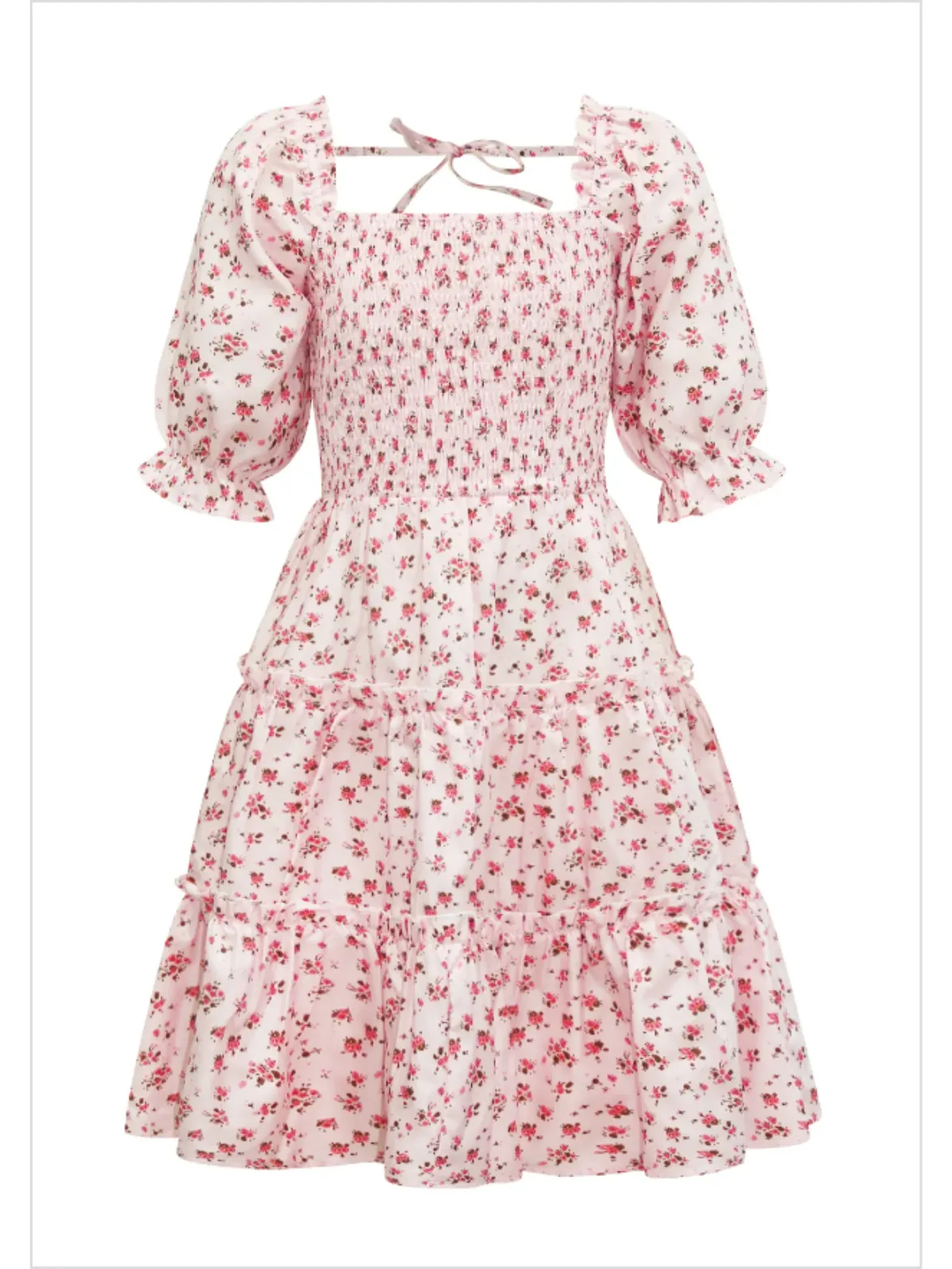 Mommy and Me Pink Puff Sleeve Floral Dress