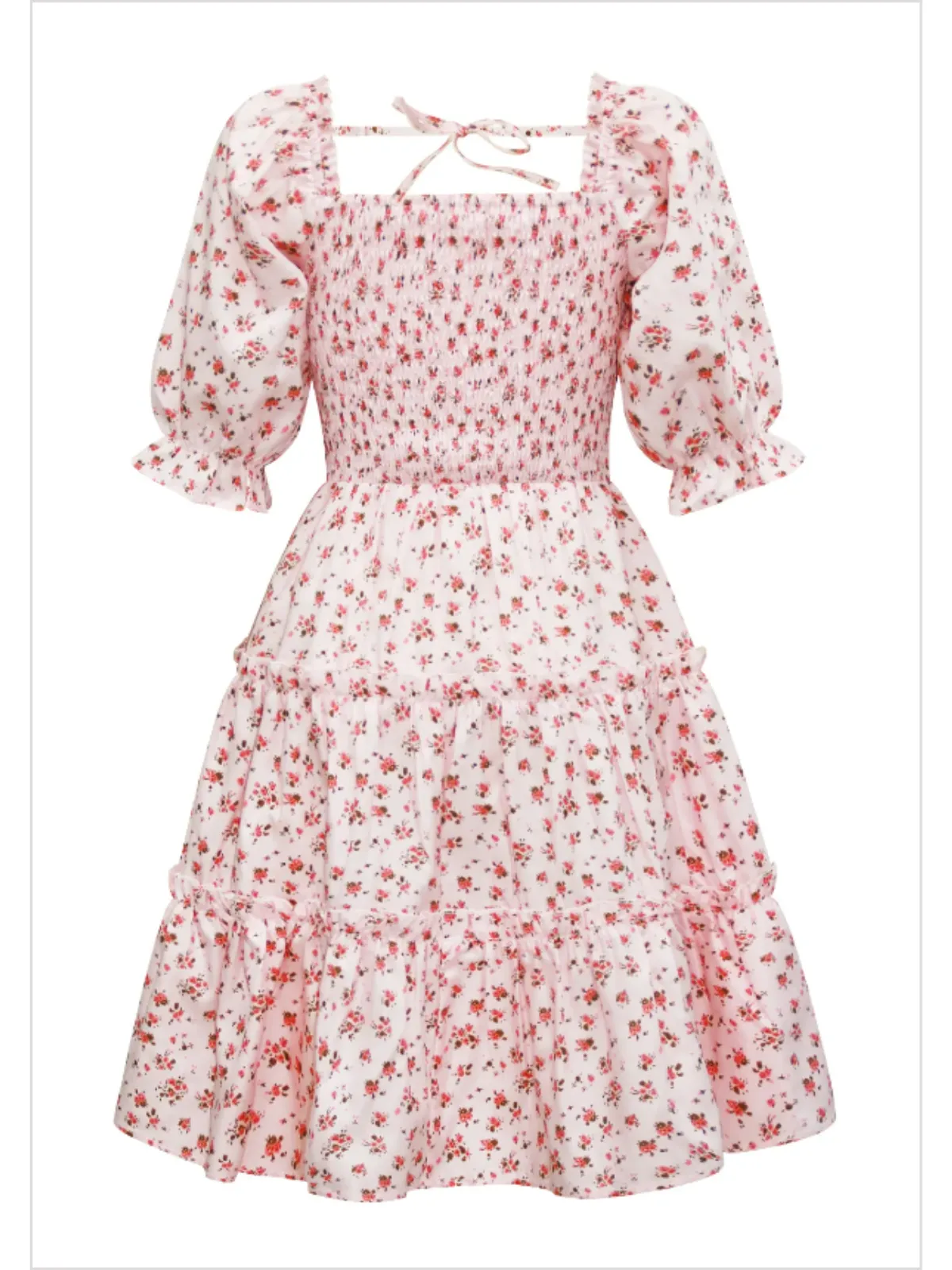 Mommy and Me Pink Puff Sleeve Floral Dress