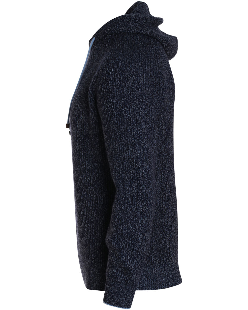 Navy and Light Blue Wool Blend Ribbed Hoodie