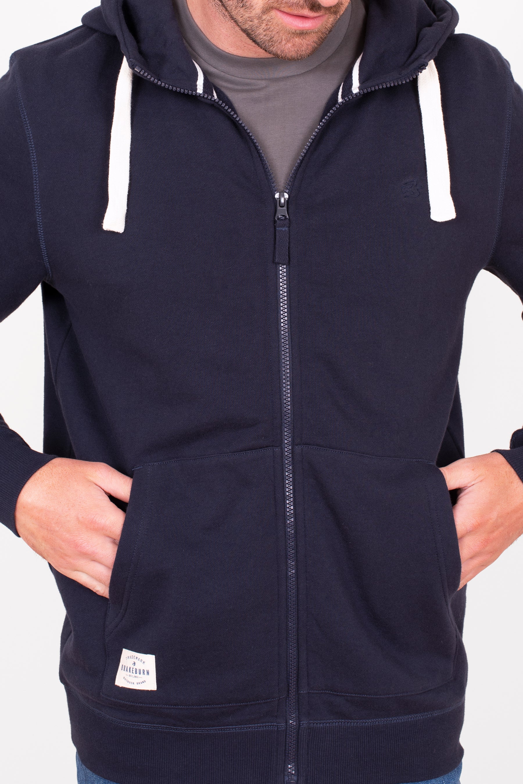 Navy Zip Through Hoodie