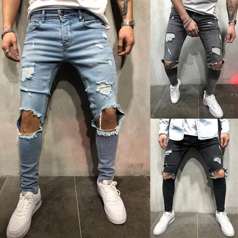 New Men Ripped holes jeans