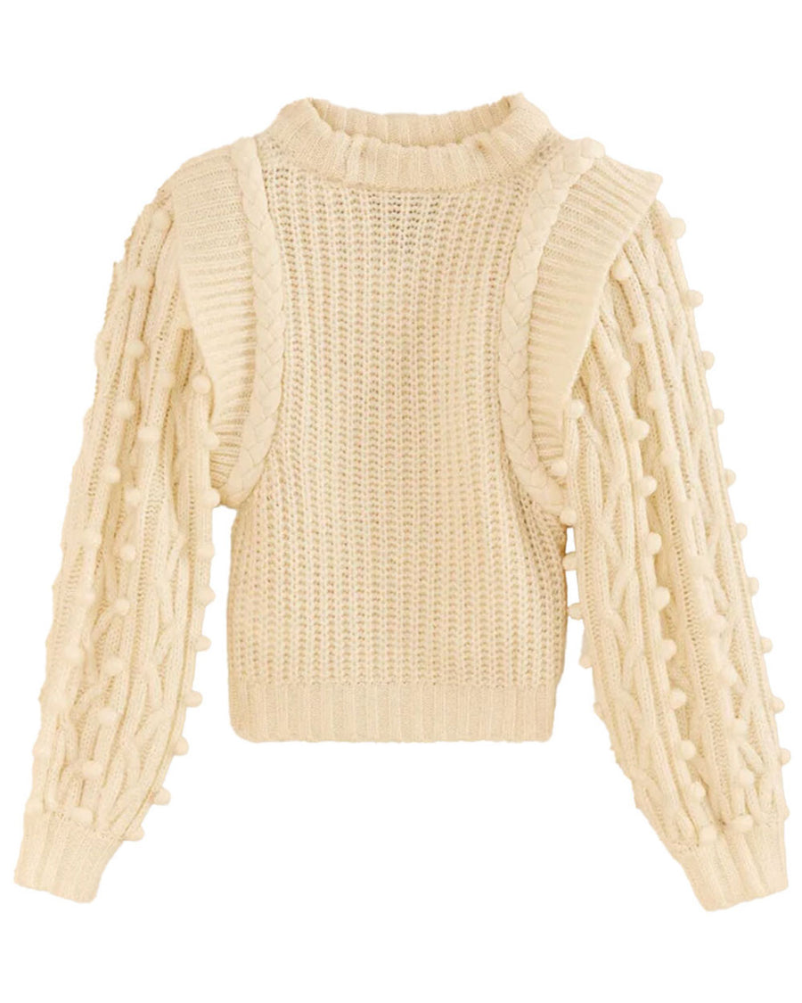 Off White Braided Puff Sleeve Sweater