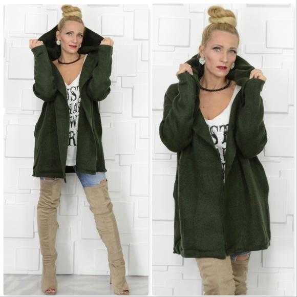 Olive Green Hooded Cardigan