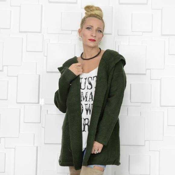 Olive Green Hooded Cardigan