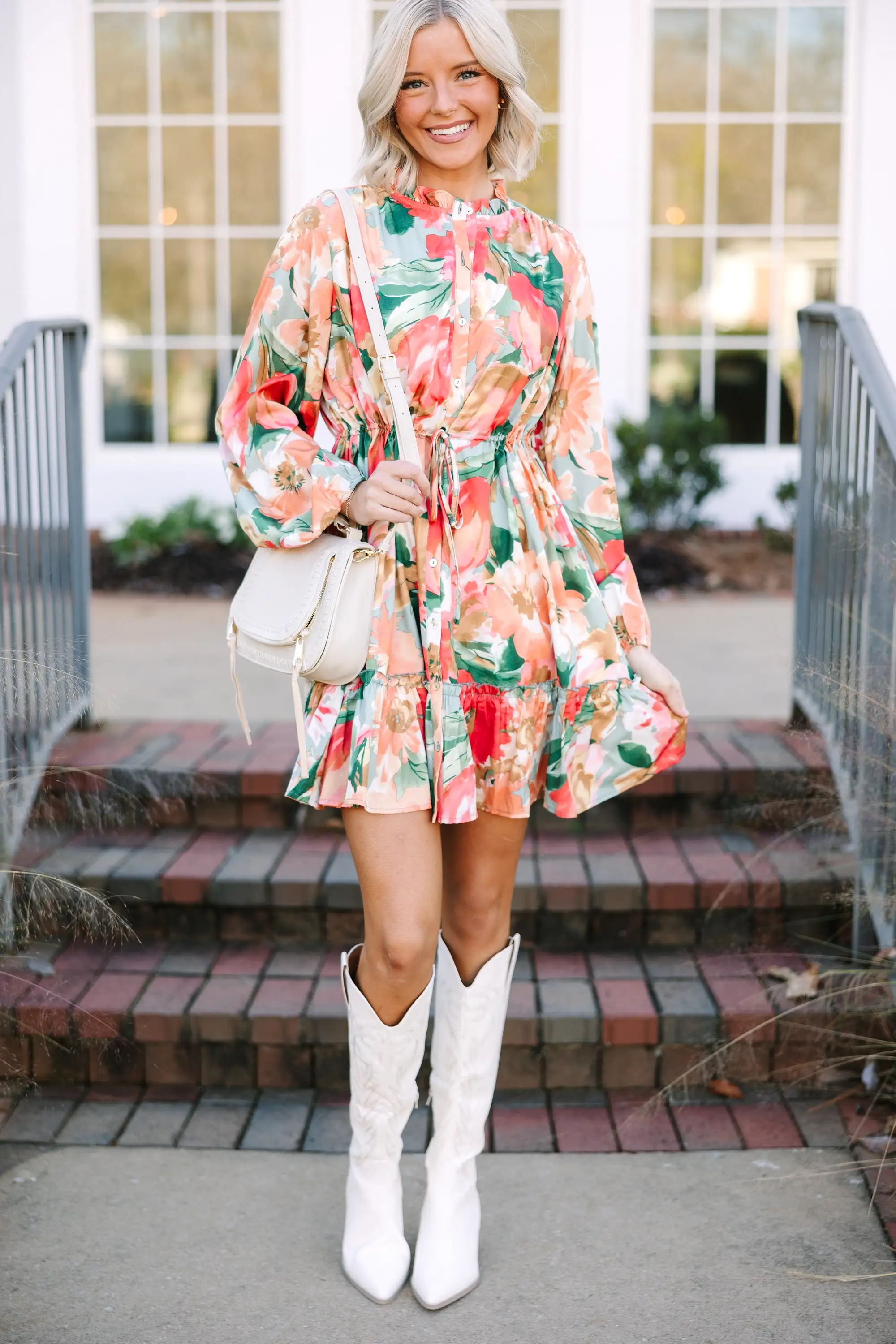 On Your Way Sage Green Floral Dress