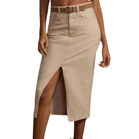 PAIGE Angela Midi Skirt - Soft Beige