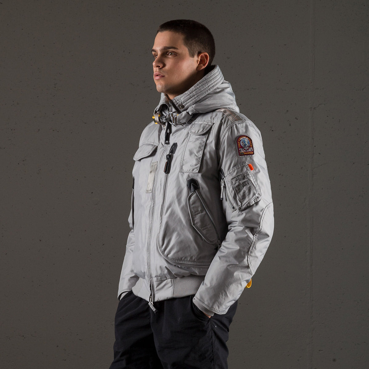 Parajumpers - Gobi Base Hooded Bomber Jacket in Paloma Grey