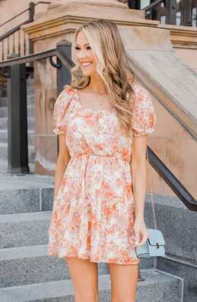 Perfect Pose Floral Dress- Orange