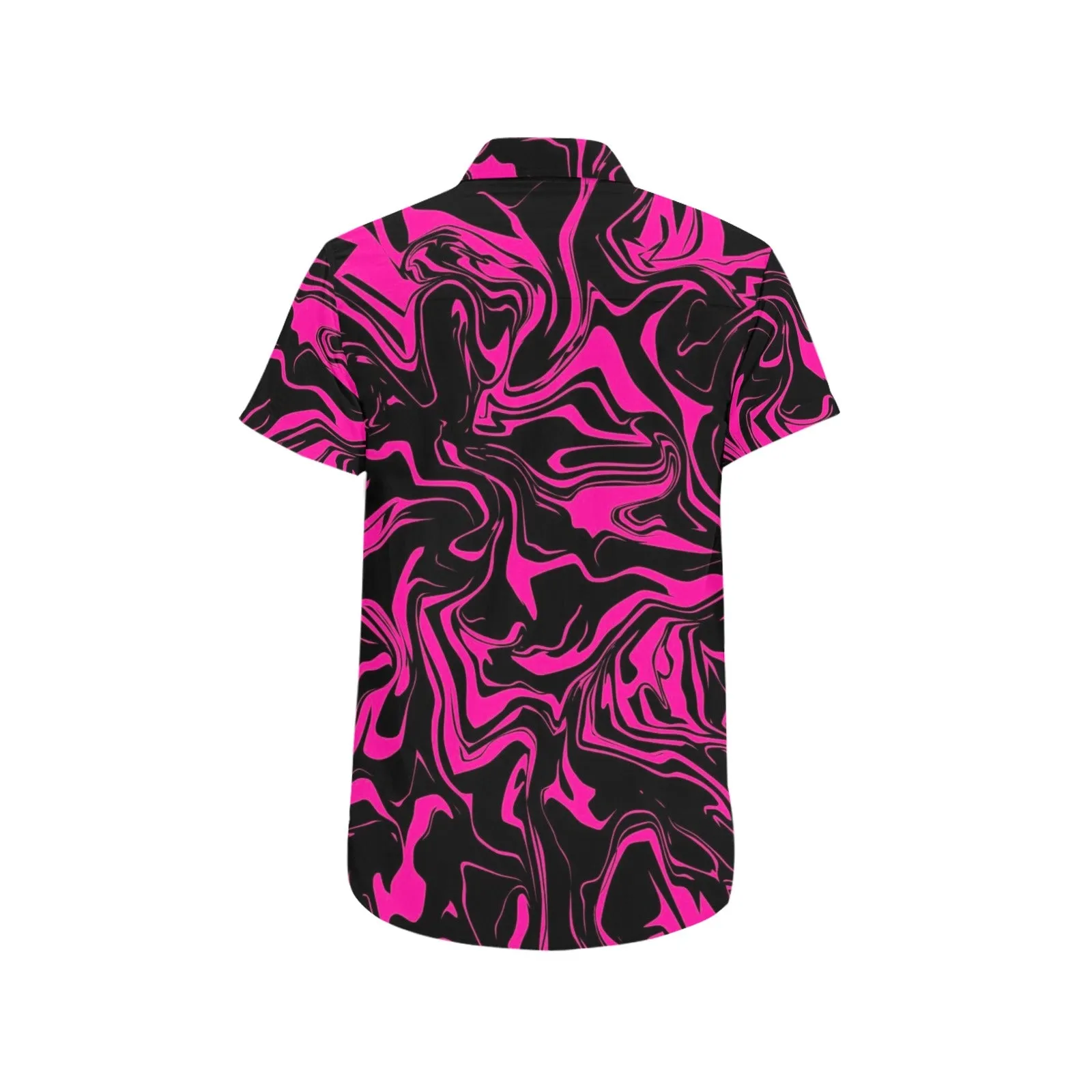 Pink and Black Oil Spill Short Sleeve Button Up Shirt