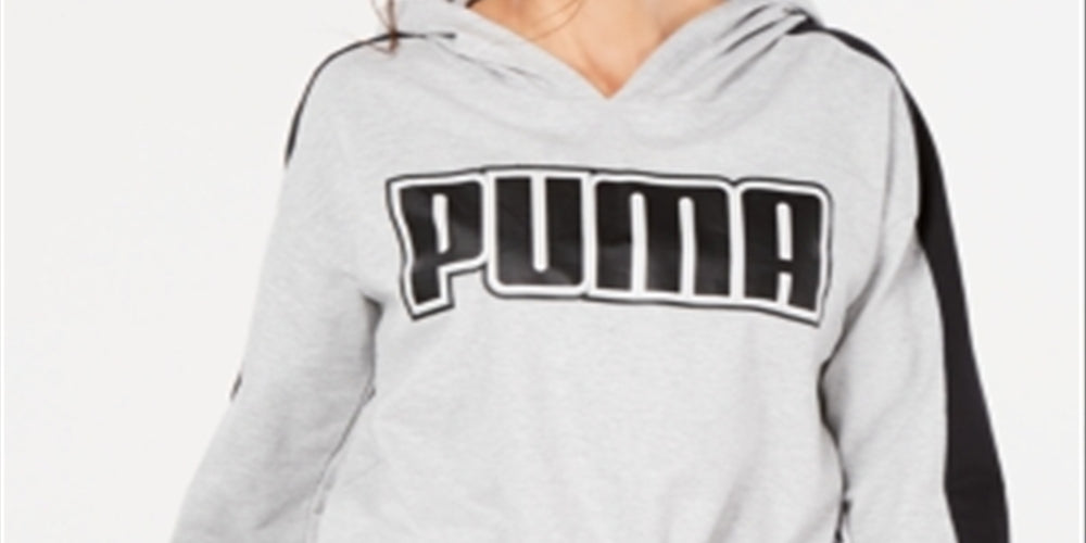 Puma Women's Rebel Reload Relaxed Cropped Hoodie Gray Size X-Small