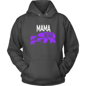 Purple Mama Bear with 3 Cubs Charcoal 5XL Hoodie