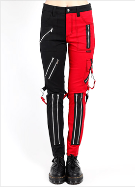 Red black split pants