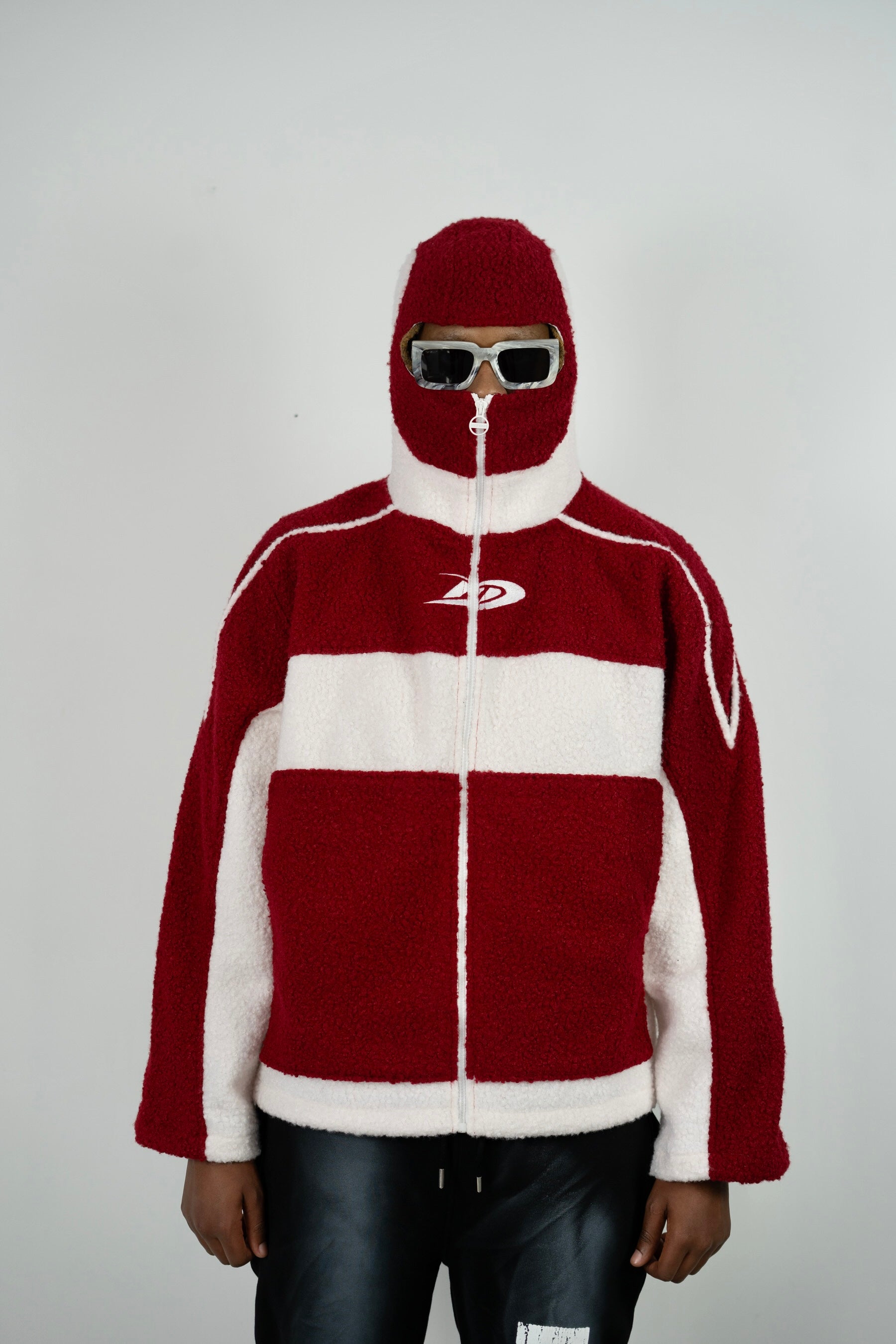 Red Dixseptlamarque Masked Zip Up Hoodie