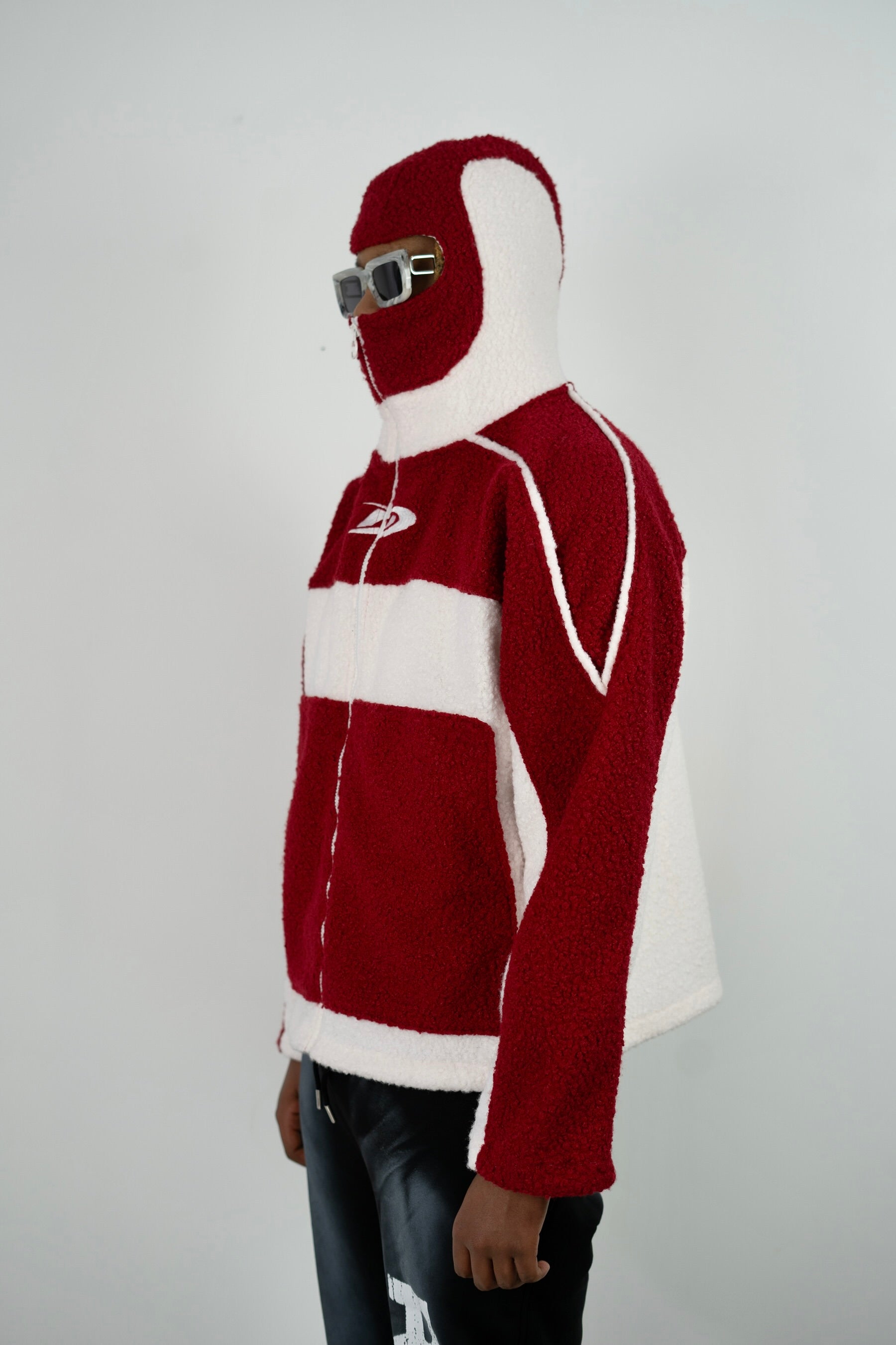 Red Dixseptlamarque Masked Zip Up Hoodie