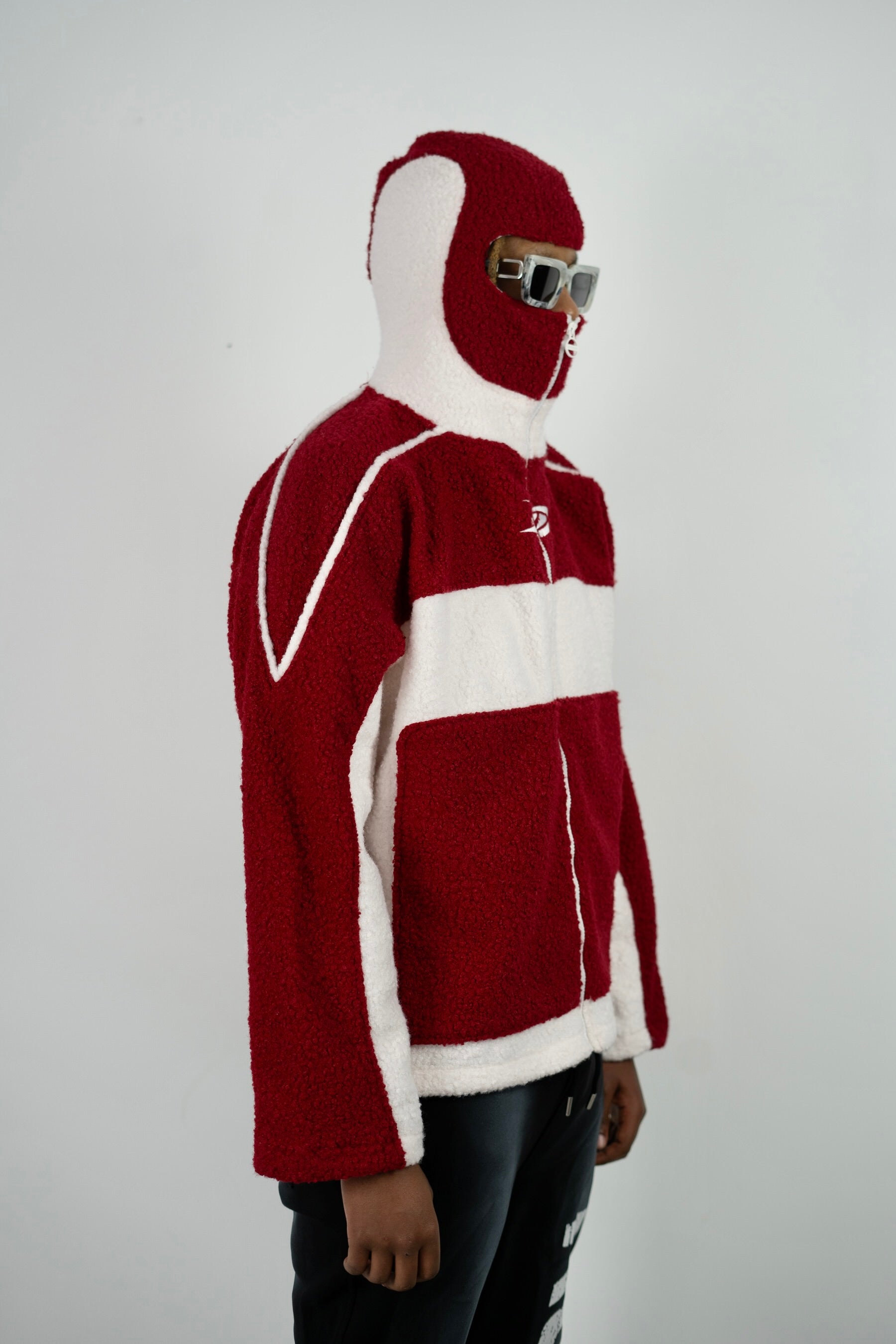 Red Dixseptlamarque Masked Zip Up Hoodie