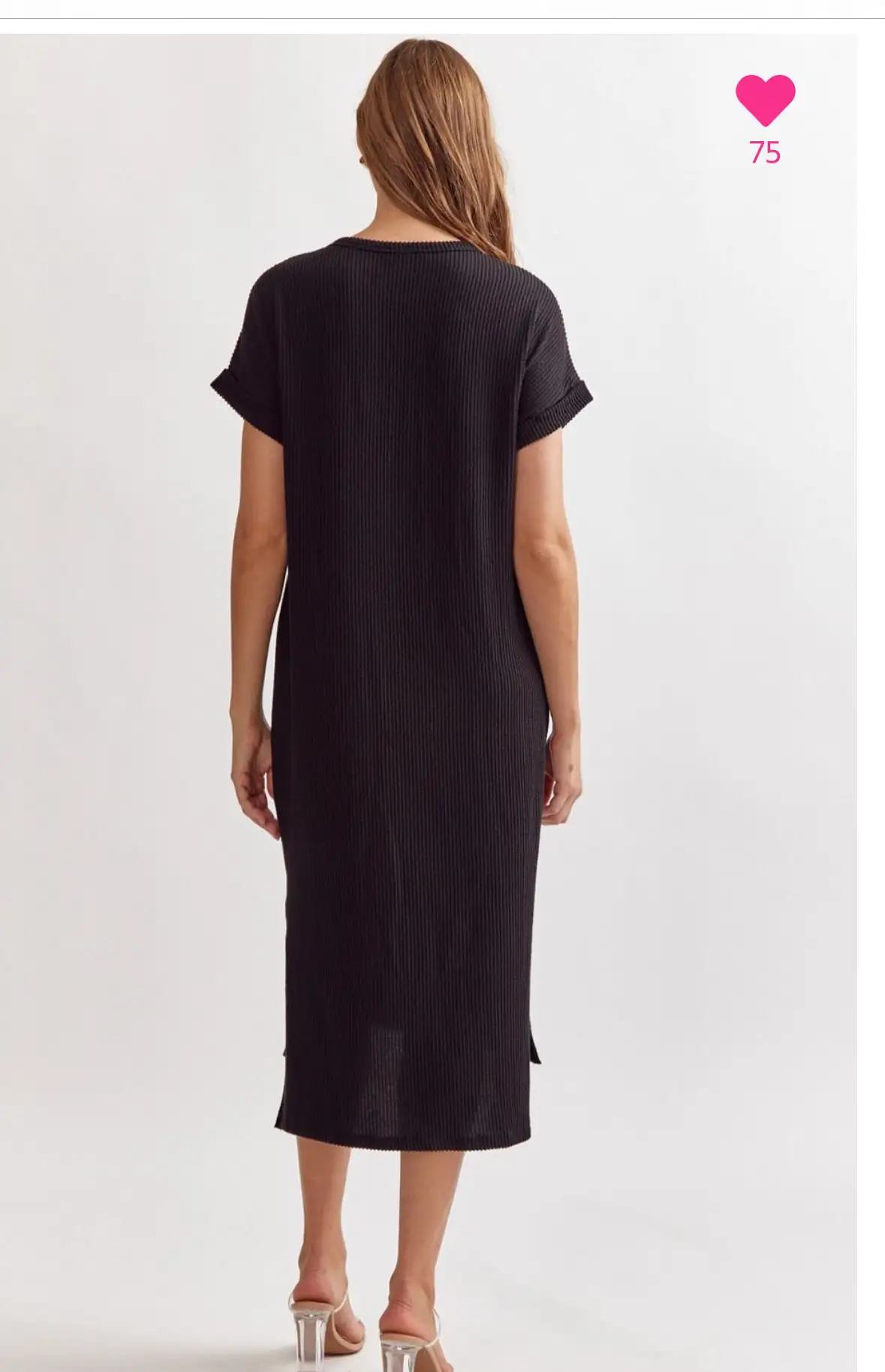 Ribbed Midi Dress- Black