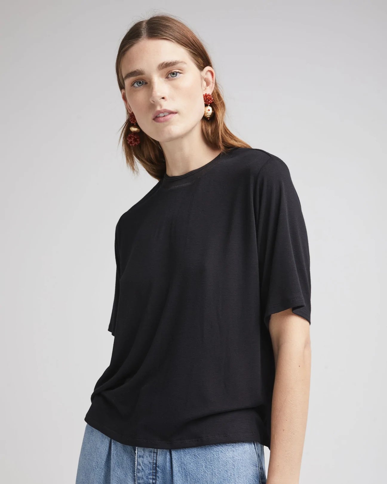 RicherPoorer Women's Recycled Jersey Elbow Sleeve Tee - Black