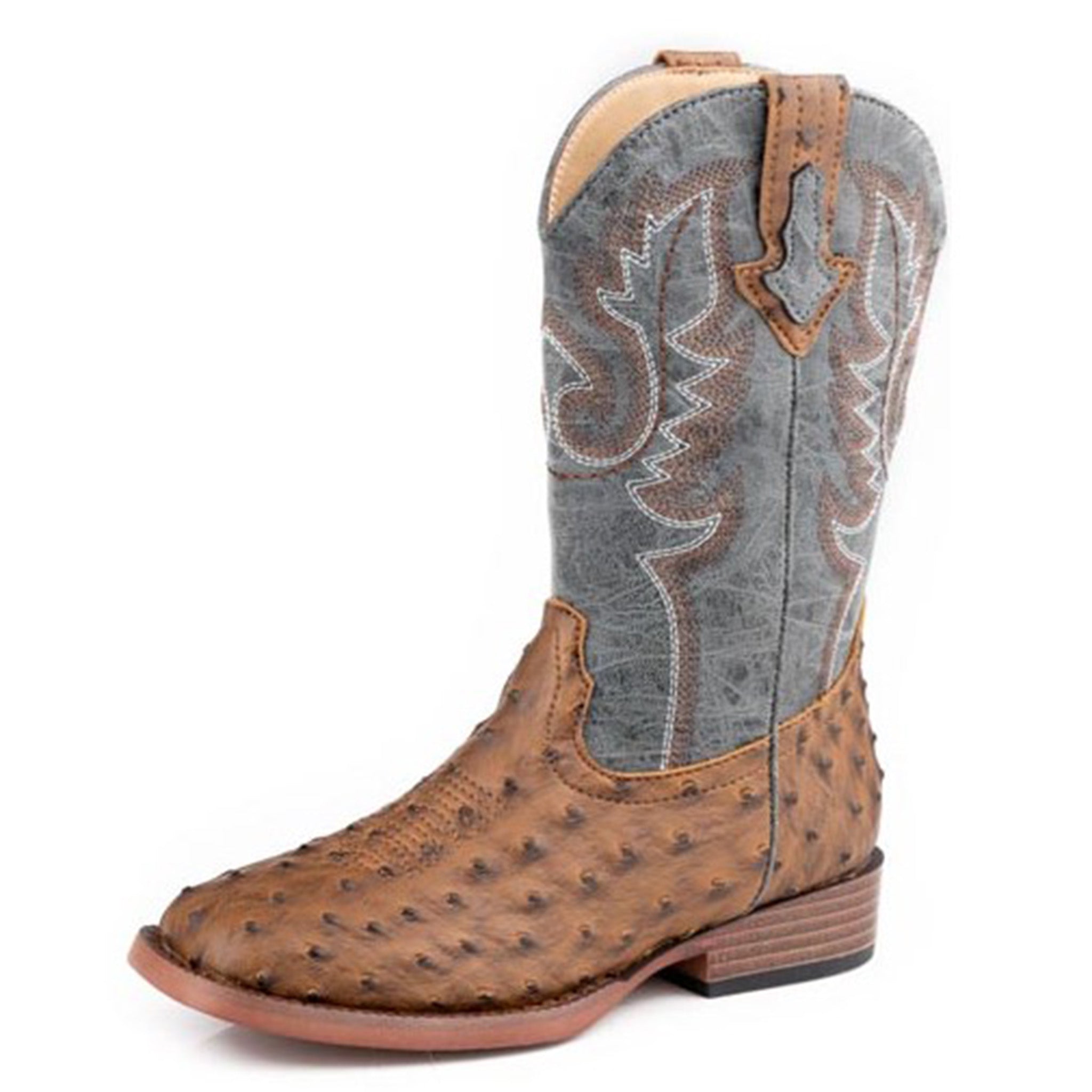 Roper Kid's Blue & Brown Ostrich Boots