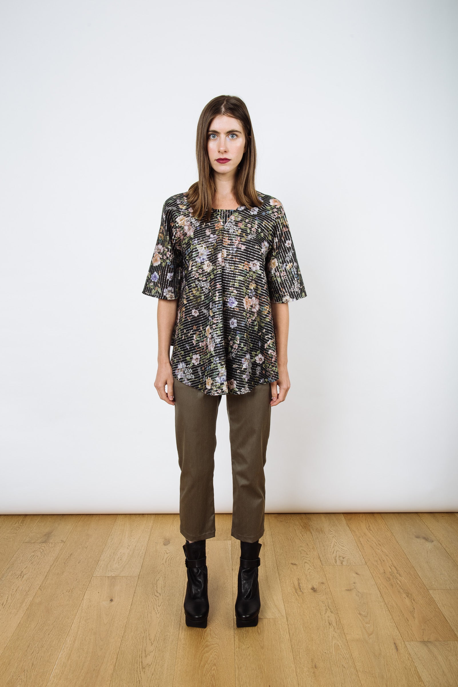 Rorschach Top | Black Metallic Garden