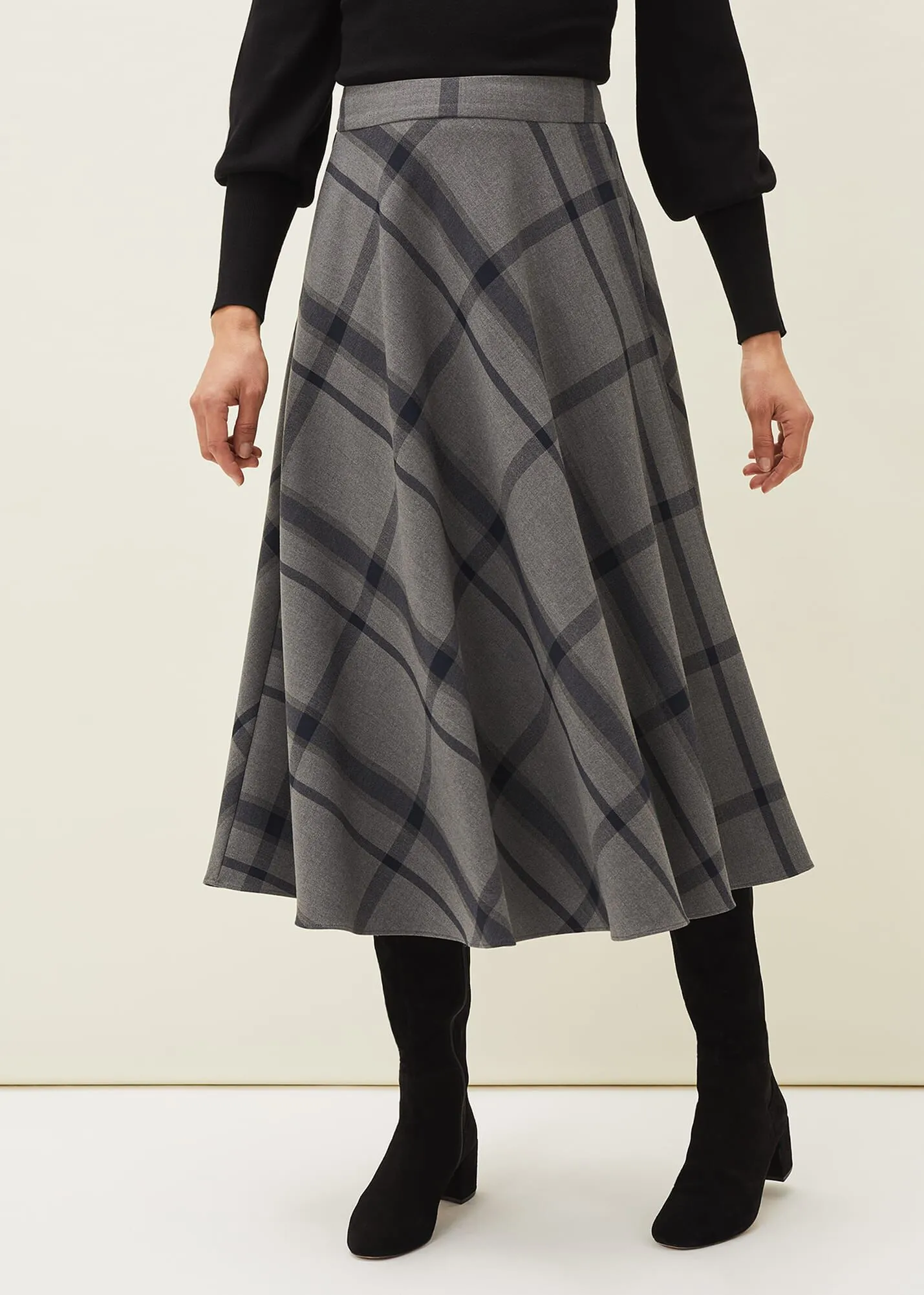 Samiya Check A Line Midi Skirt