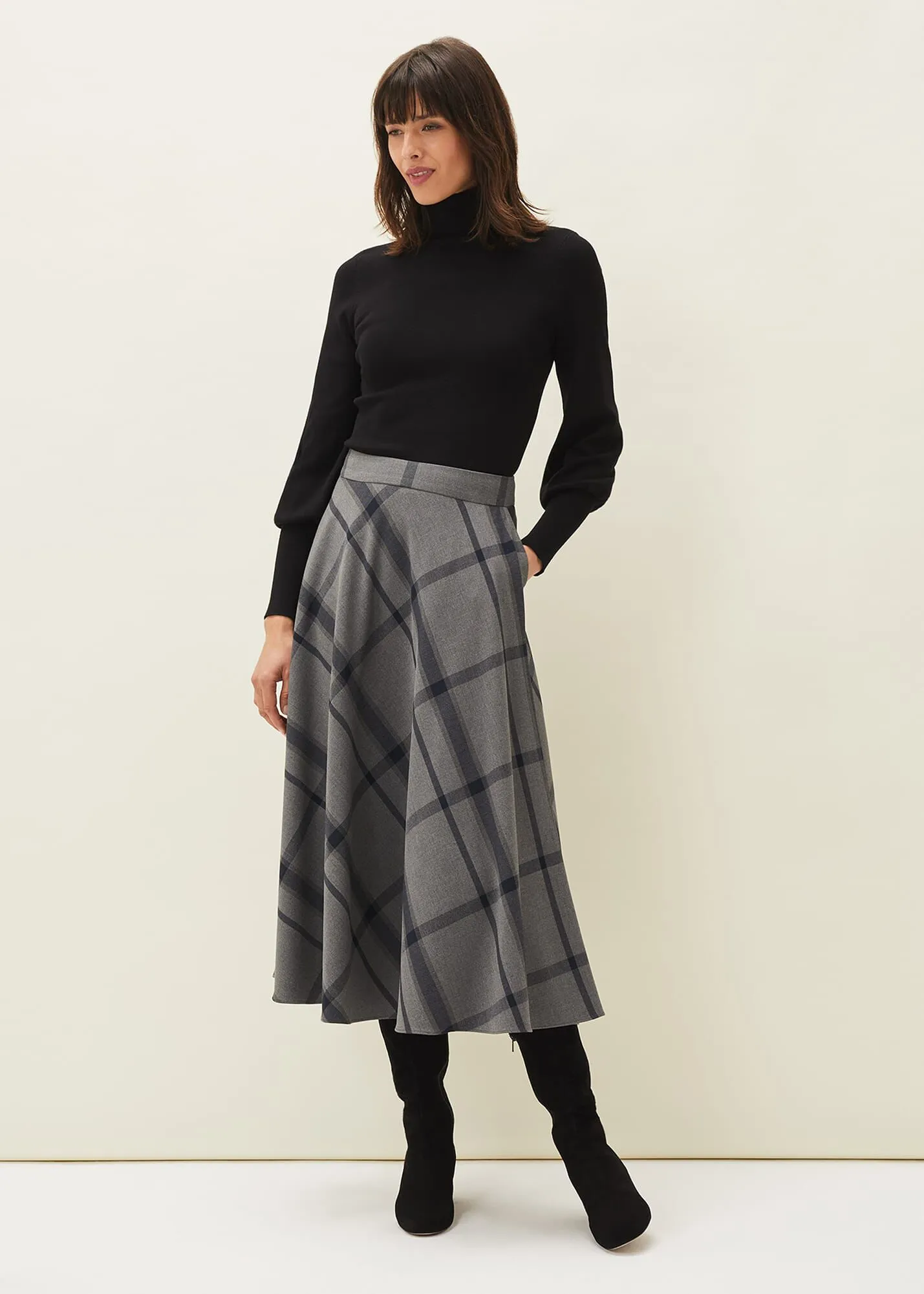 Samiya Check A Line Midi Skirt