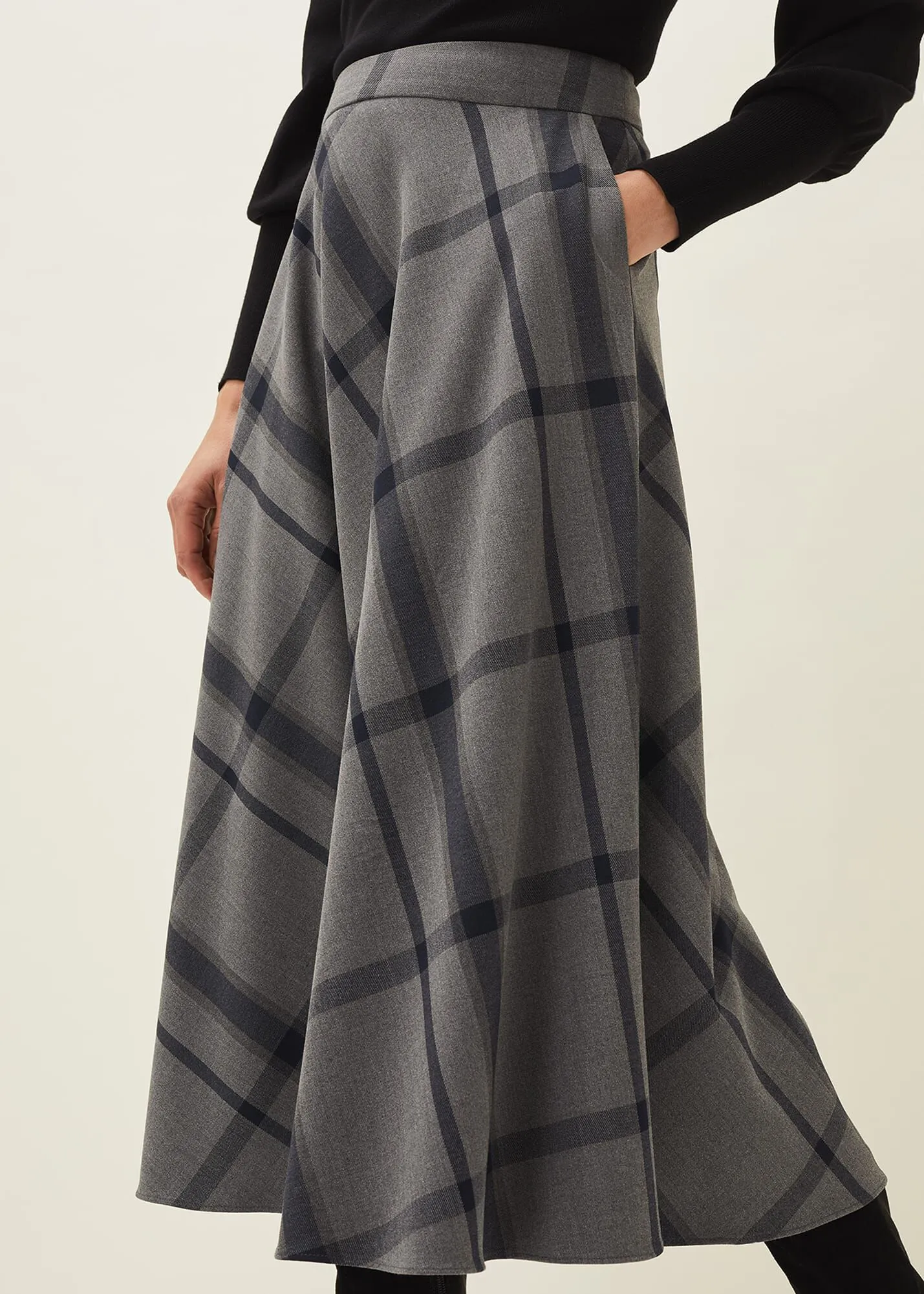 Samiya Check A Line Midi Skirt