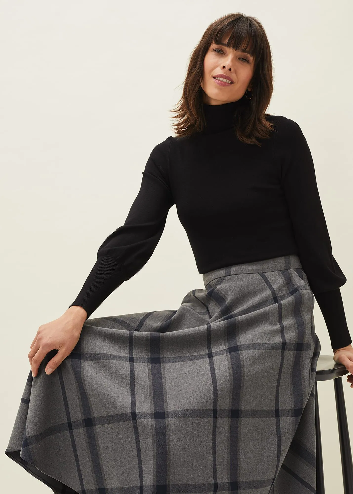 Samiya Check A Line Midi Skirt