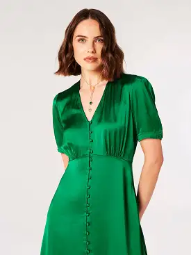 Satin Button Down Midi Dress