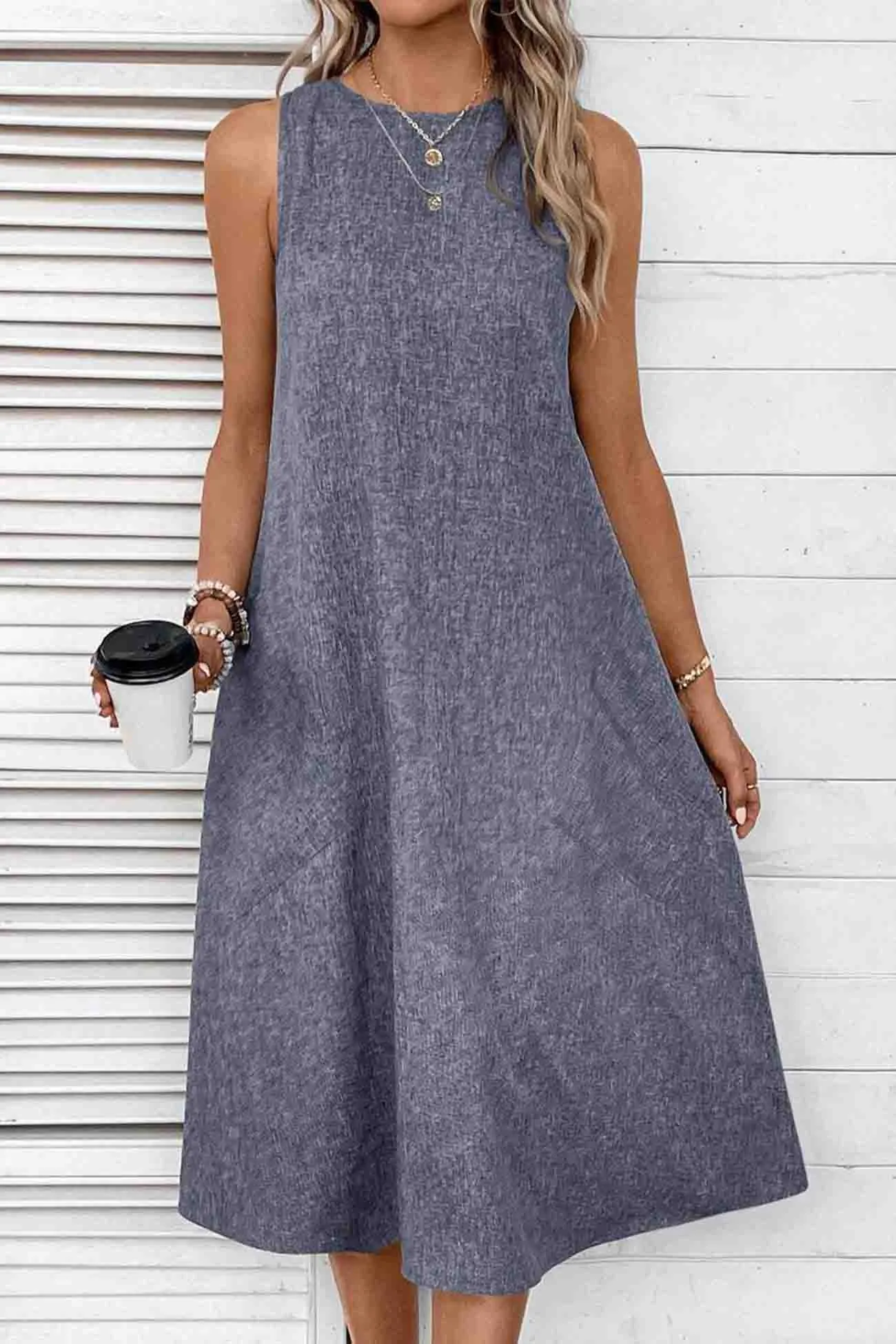 Sleeveless Pocket Midi Dress