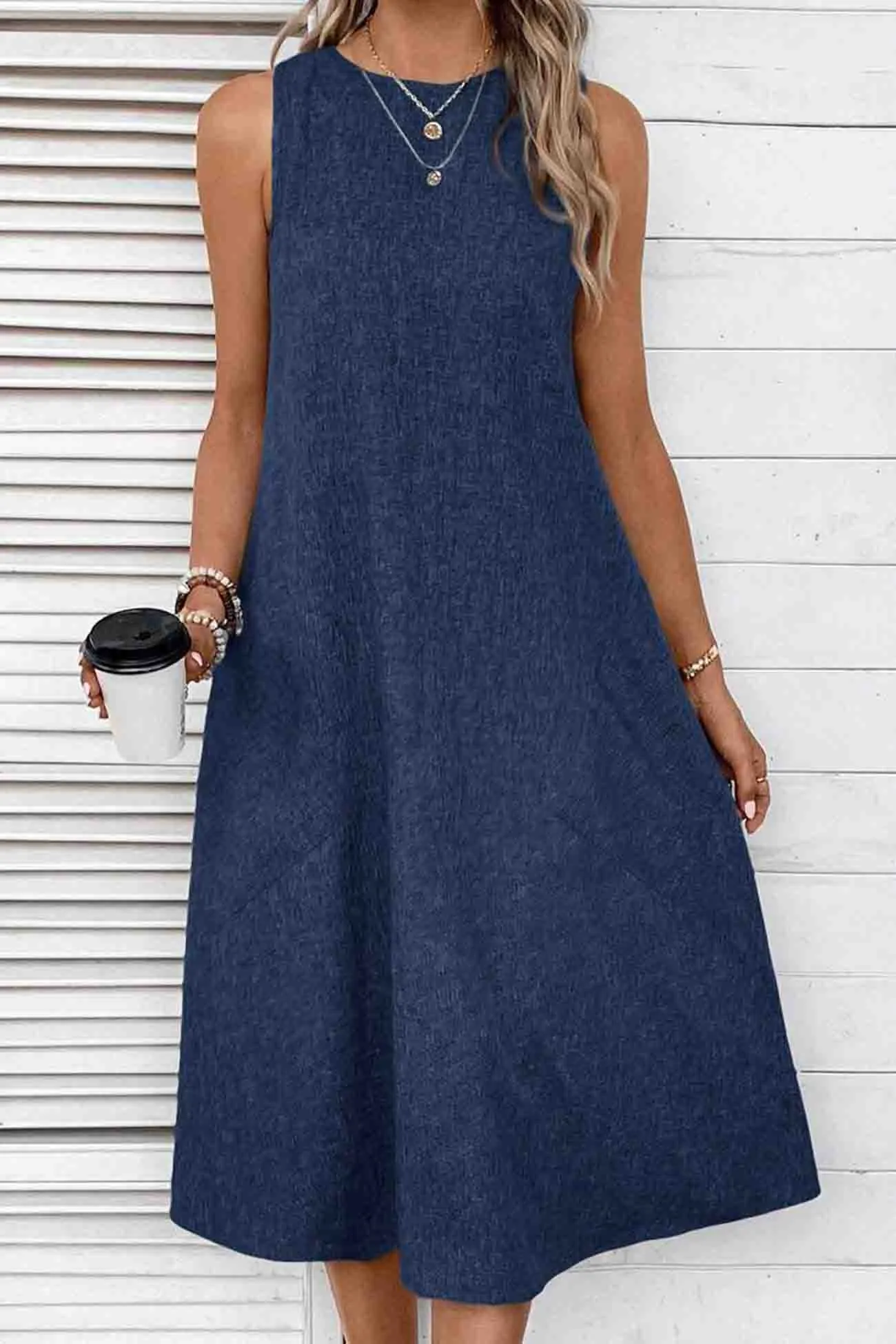 Sleeveless Pocket Midi Dress