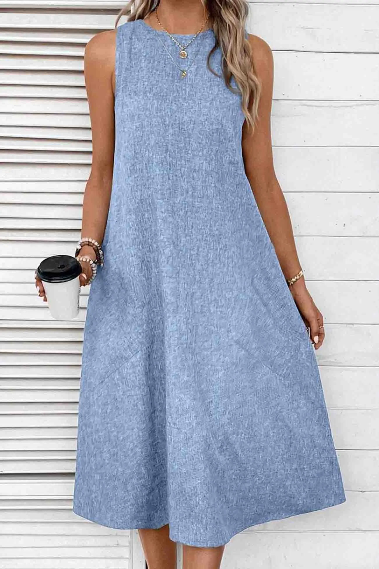 Sleeveless Pocket Midi Dress