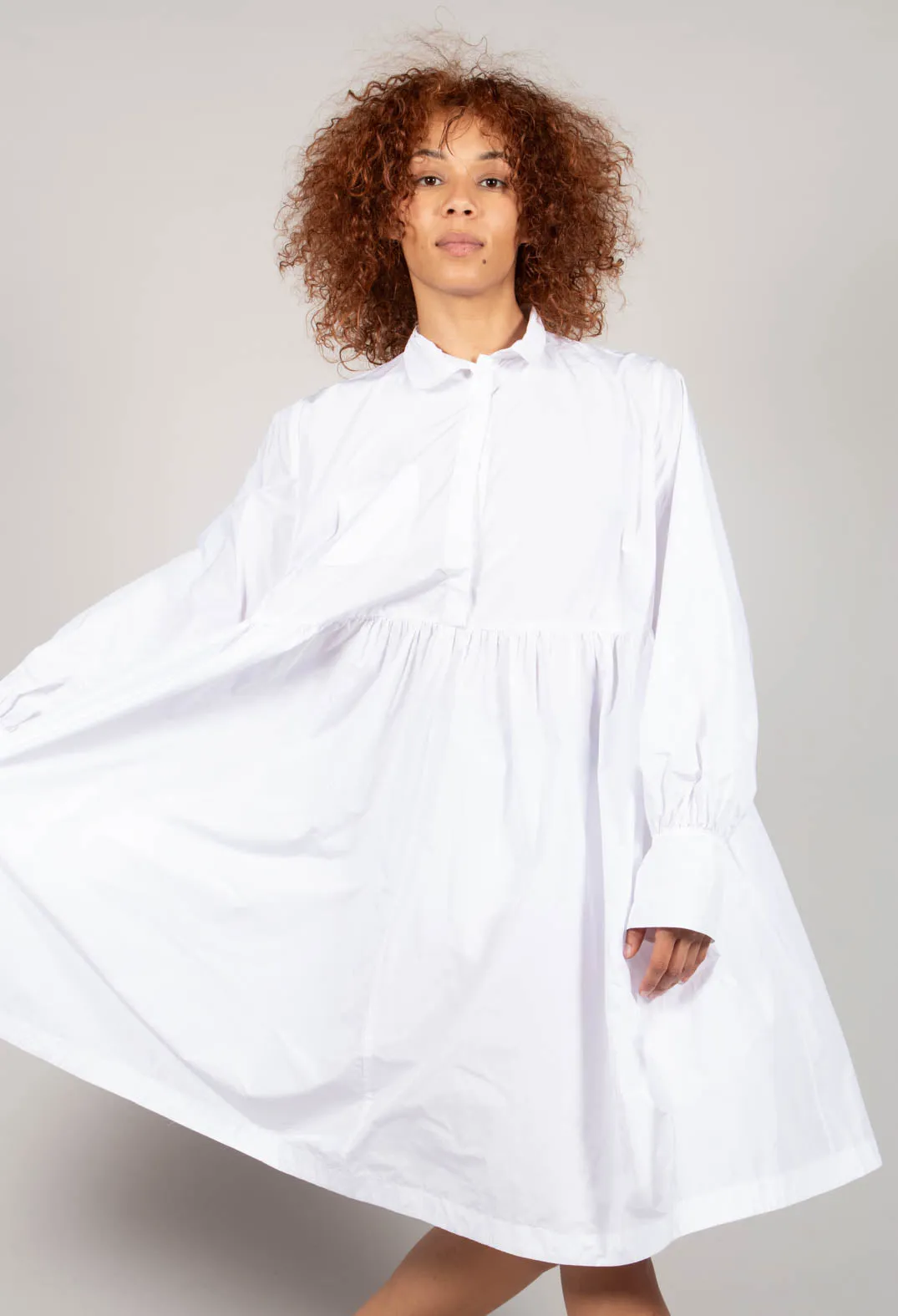 Smock Shirt Dress in White