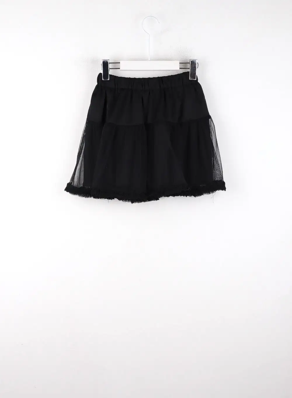 Solid Mid Waist Banded Lace Trim Ruffle Mini Skirt CD328