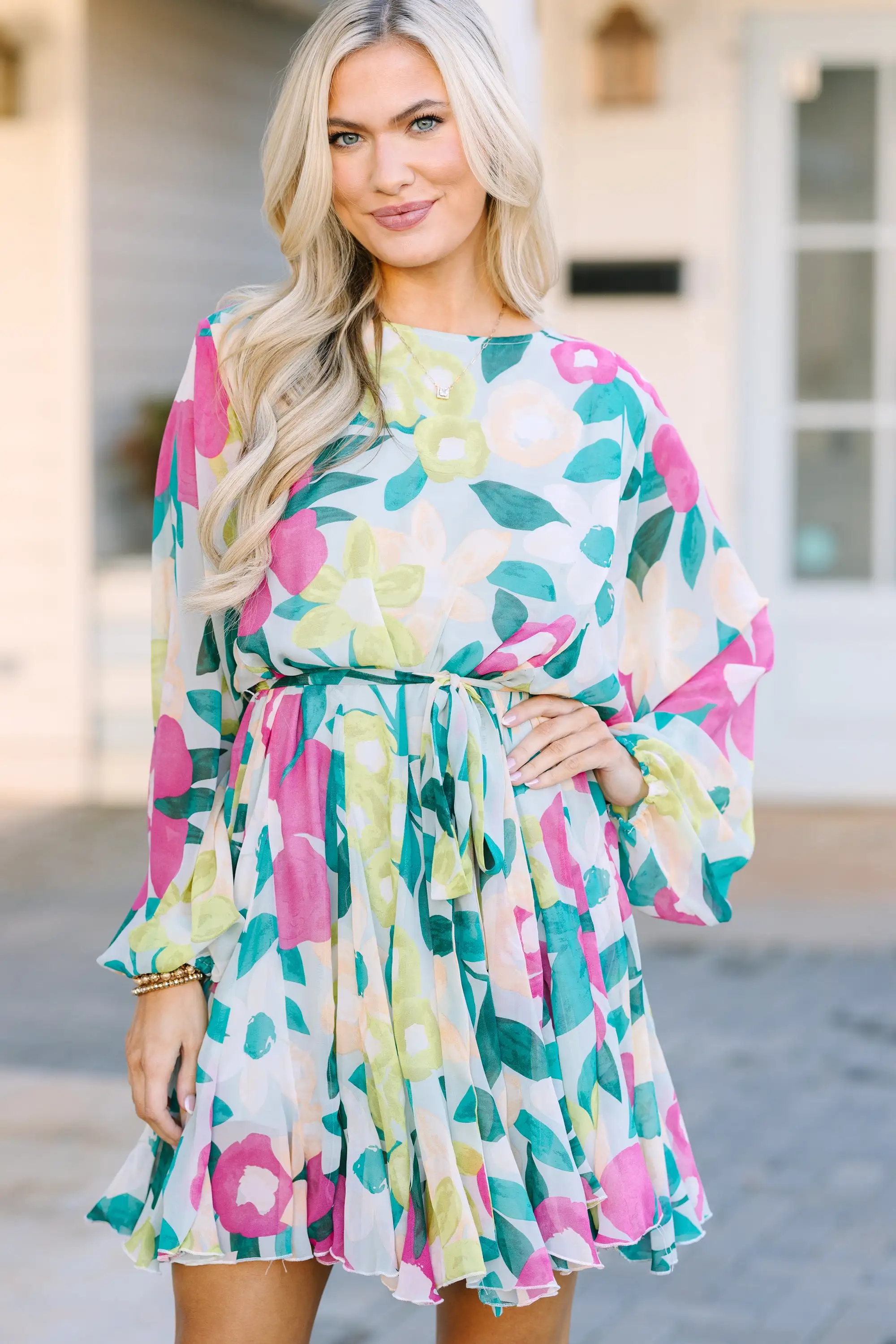 Stay Close Sage Green Floral Dress