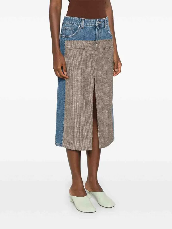 Stella Mccartney Tweed Denim Midi Skirt