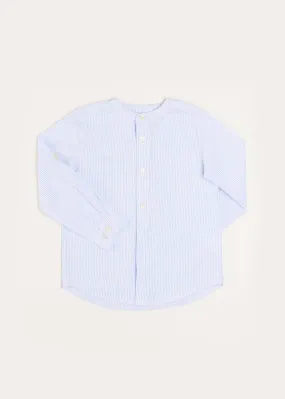 Striped Mao Collar Long Sleeve Shirt in Blue (4-10yrs)