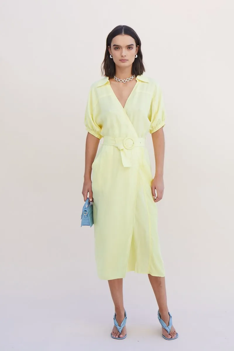 Suboo Georgia Midi Shirt Dress - Lemon