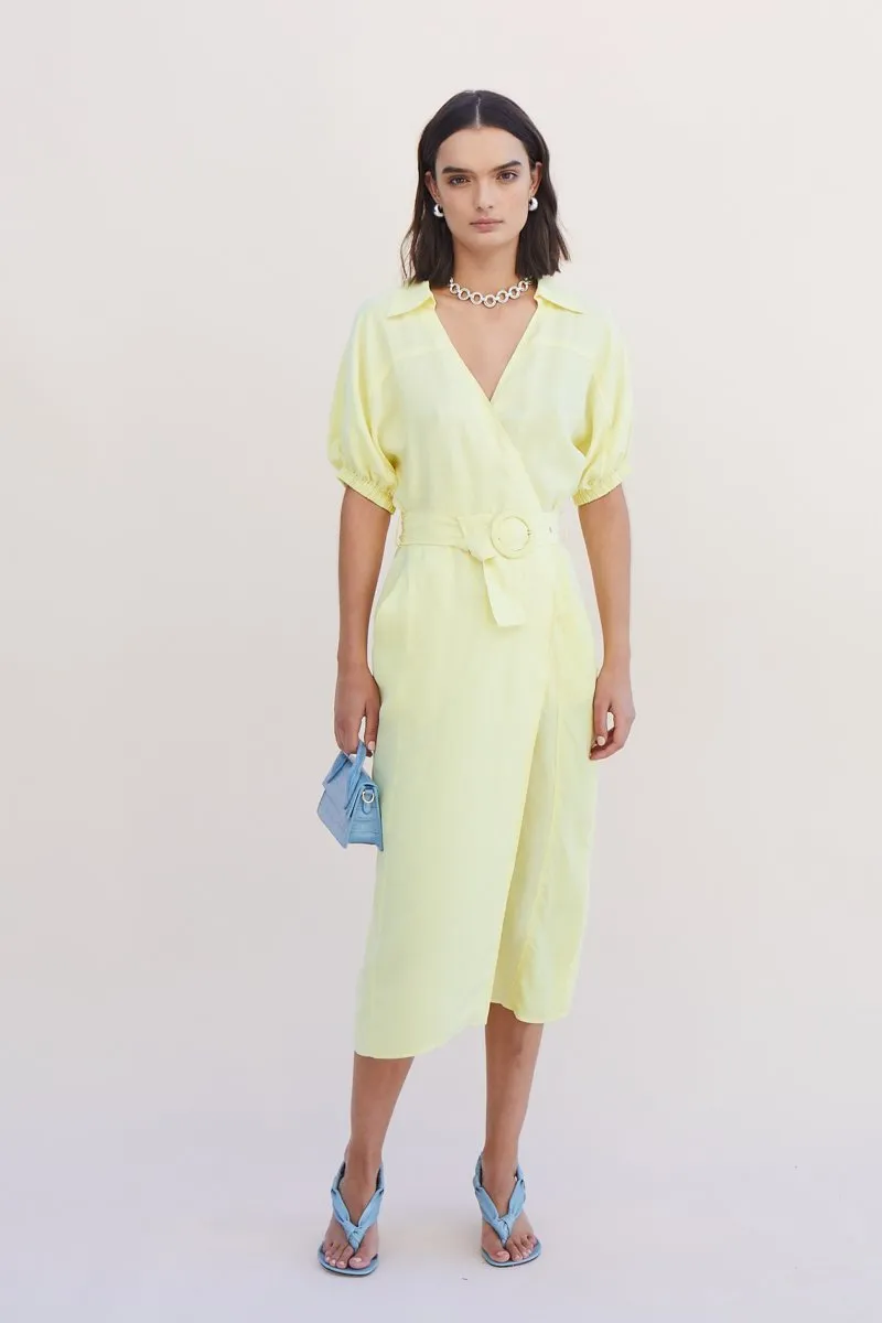 Suboo Georgia Midi Shirt Dress - Lemon