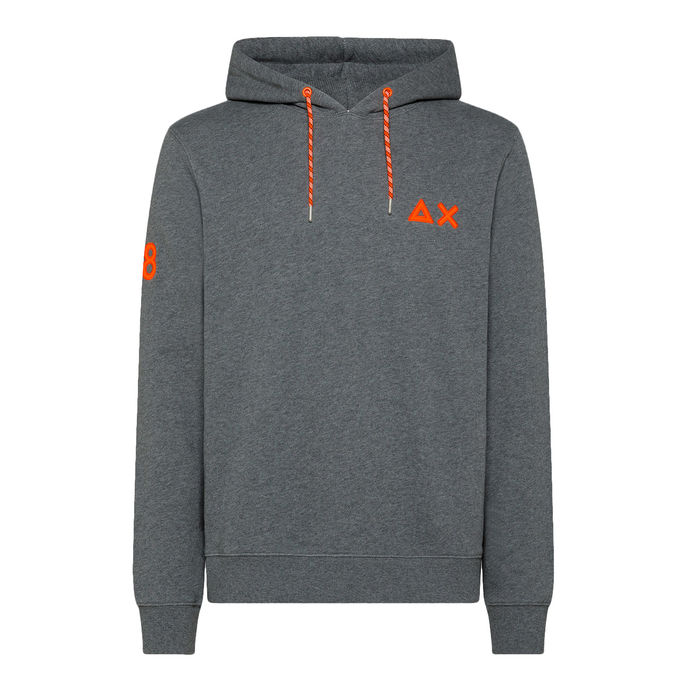 SWEATSHIRT HOOD LOGO FLUO Man Gray Medium 