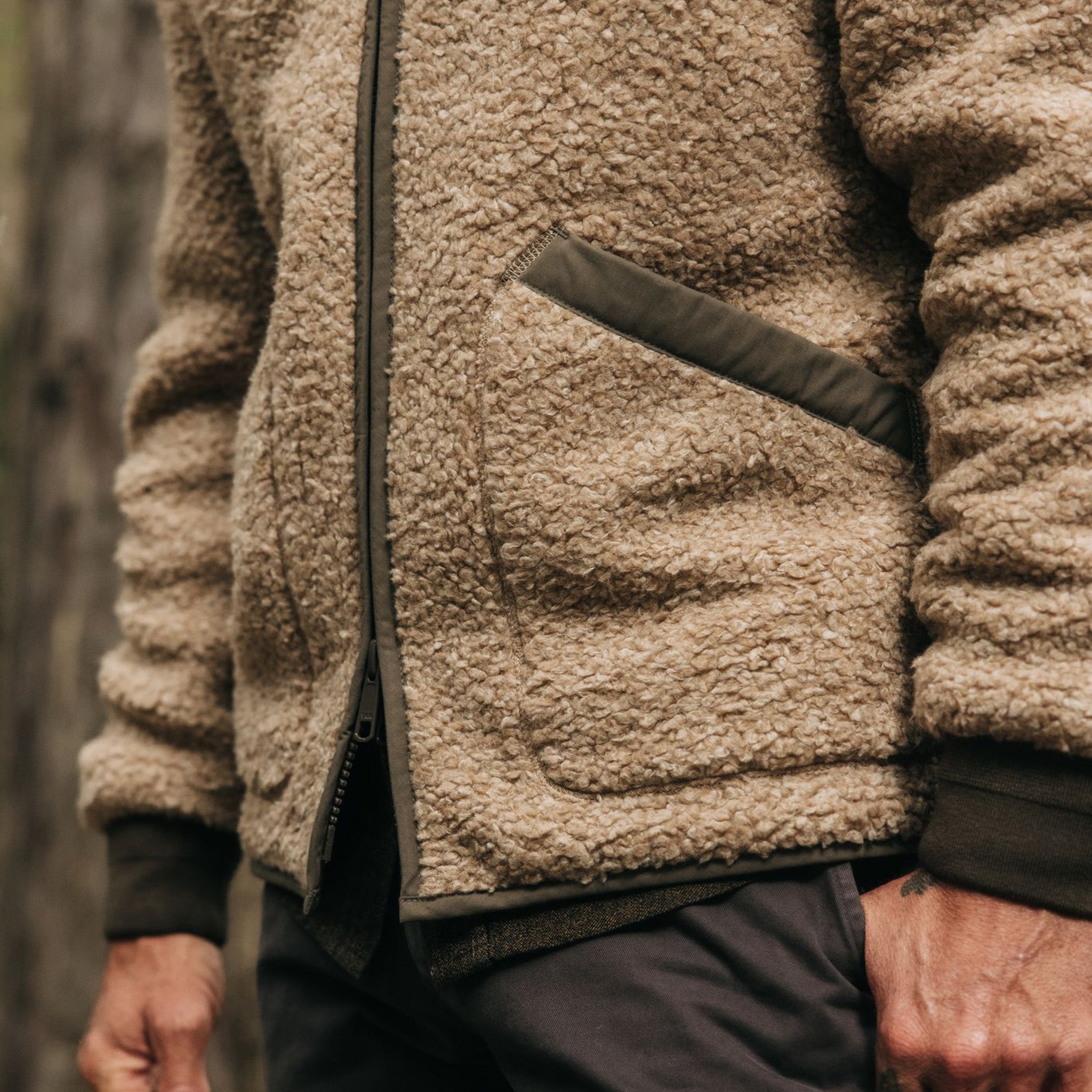 The Carson Jacket in Light Khaki Fleece