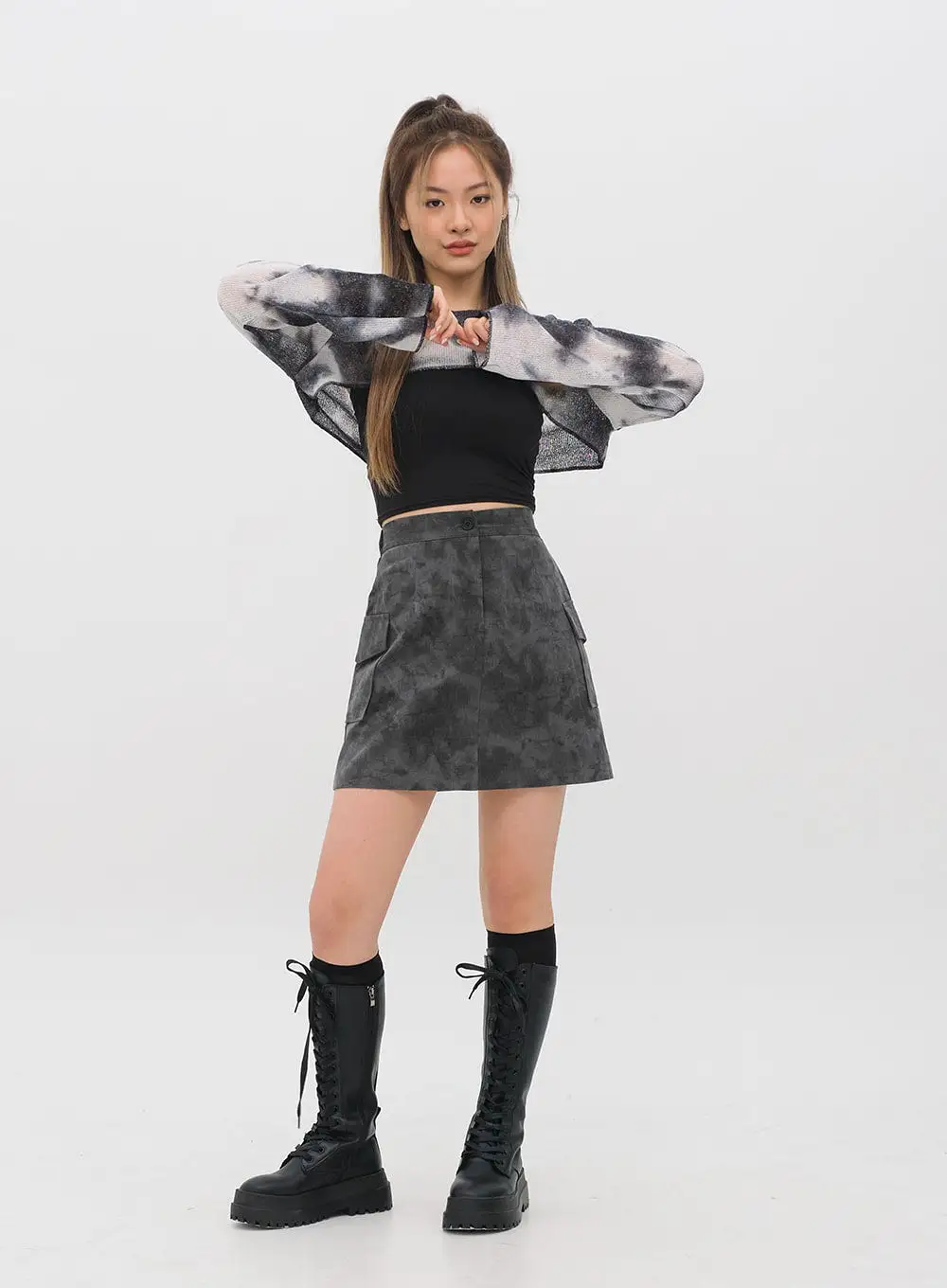 Tie Dye Cargo Mini Skirt CM11