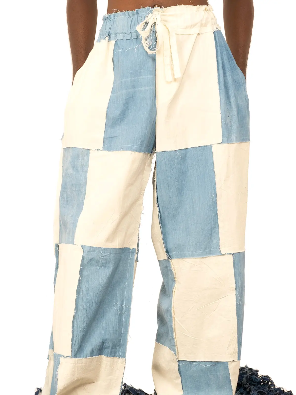 TIU x IAMISIGO Ivory & Sky-Blue Baggy Pants