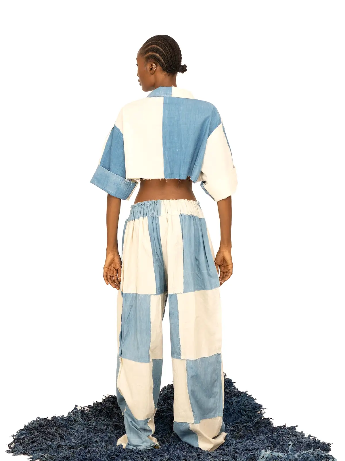 TIU x IAMISIGO Ivory & Sky-Blue Baggy Pants