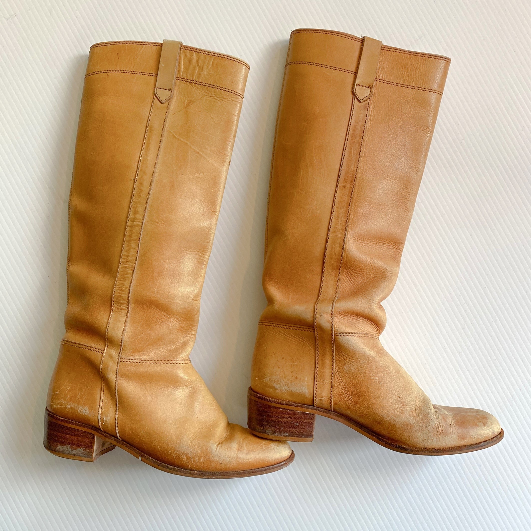 Vintage Tan Rider Leather Boots Made in Brazil