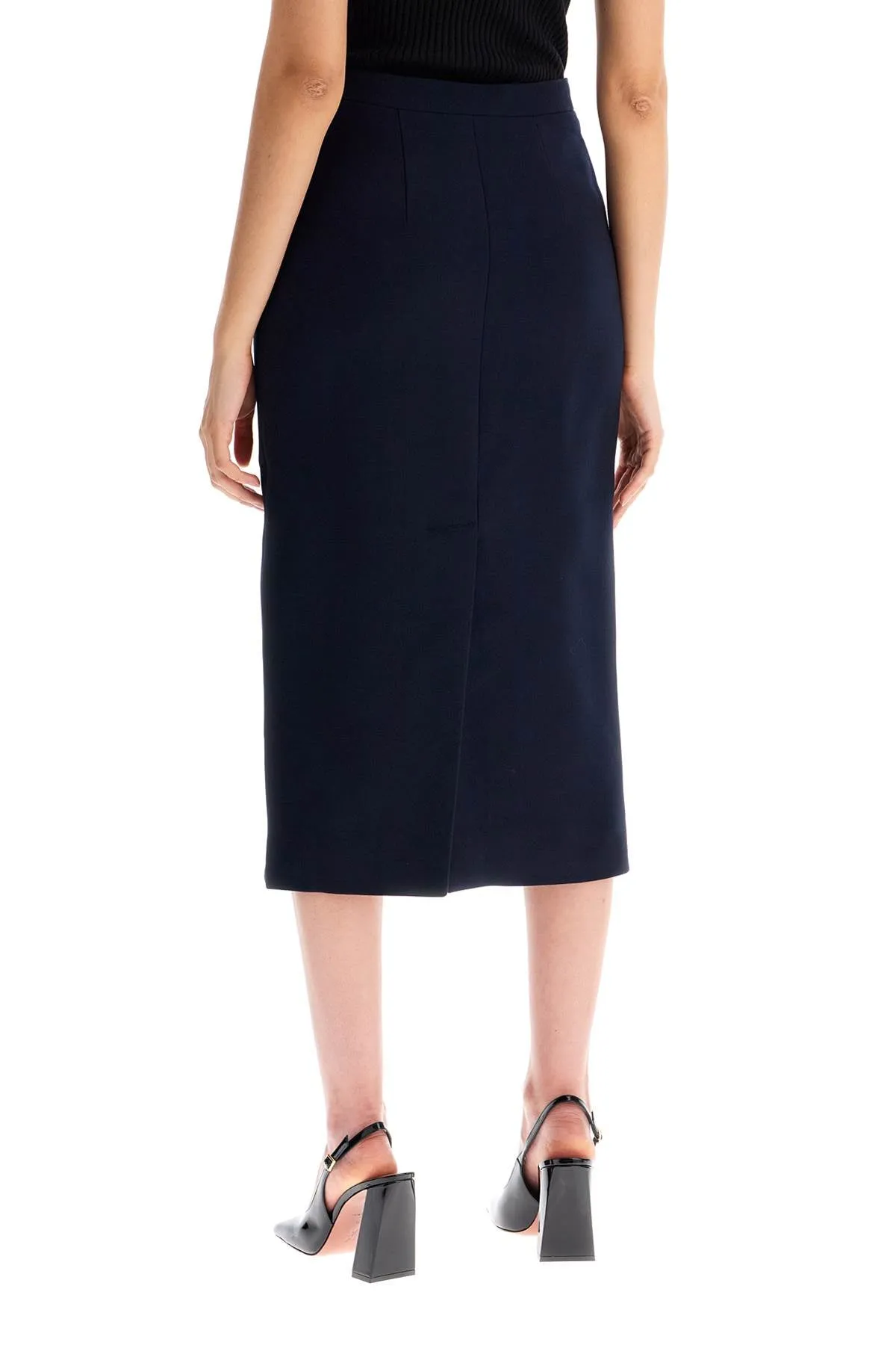 virgin wool midi skirt FABX3850 F4372 NAVY BLUE