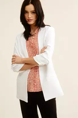 White 3/4 Sleeve Blazer